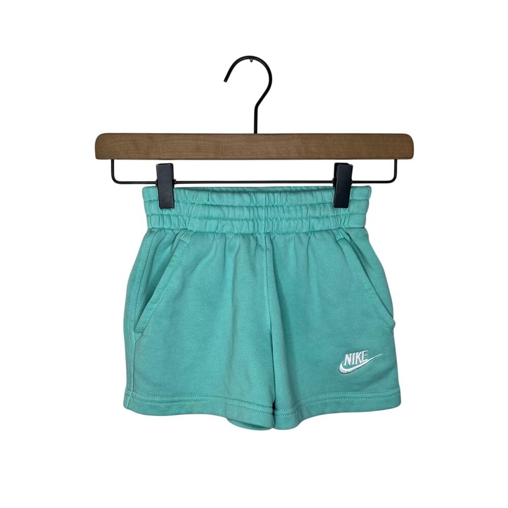 NIKE Girl’s Fleece Shorts Turquoise & White Size XS